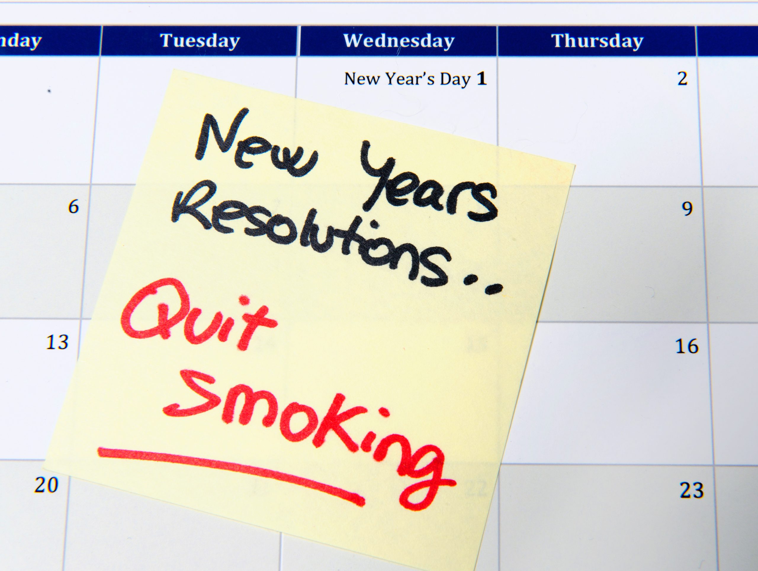 Briefje met goede voornemens: stoppen met roken